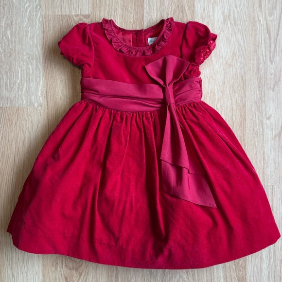 EUC Ralph Lauren Baby Girl Dress-Red Corduroy Dress with Bow - Picture 1 of 5